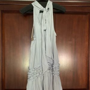 Smocked Hi-Neck Dress